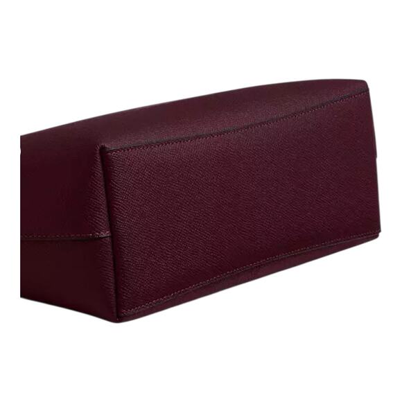 COACH FIONA ZIP TOP TOTE BAG PURSE IN CROSSGRAIN LEATHER DARK WINE & GOLD NEW! - Picture 6 of 16